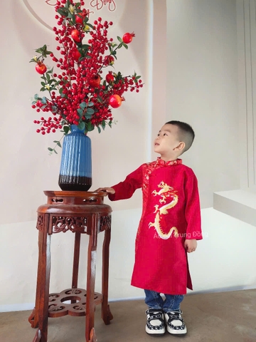 Áo dài bé trai Tapta thêu rồng/ Áo dài Trung Đồng