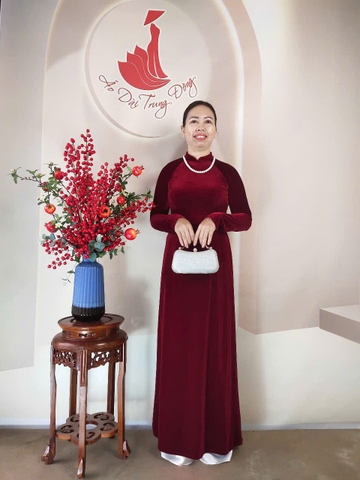 Áo dài Nhung trơn / Áo dài Trung Đồng
