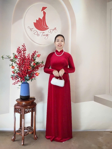 Áo dài Nhung trơn / Áo dài Trung Đồng