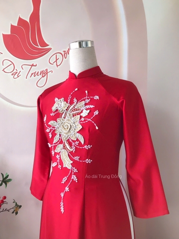 Áo dài chất vải queen cao cấp đính kết hoa thủ công/ Áo dài Trung Đồng