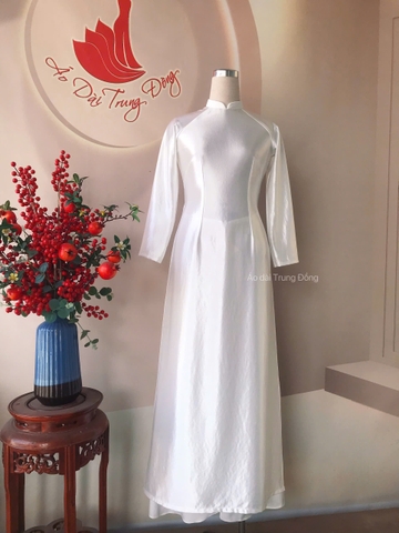 Áo dài trơn chất vải lụa satin cao cấp màu trắng / Áo dài Trung Đồng