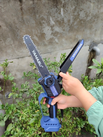 Thân Máy Cưa Xích Pin 8 Inch YMS-MCX8 (Chân Pin Phổ Thông Makita M21) - Động Cơ Không Chổi Than Brushless - Tặng 2 Xích