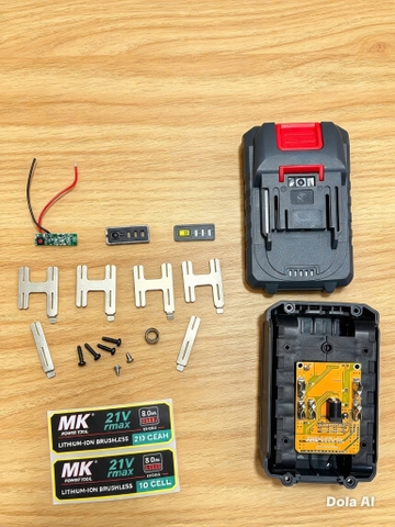 Vỏ pin 10 cell 21700 kèm mạch 5s 90a chân phổ thông