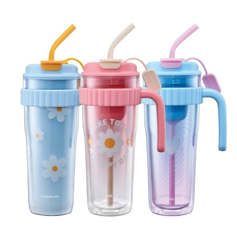 HAP538-Ly nhựa 2 lớp LocknLock Spring Double wall cold cup 890ml