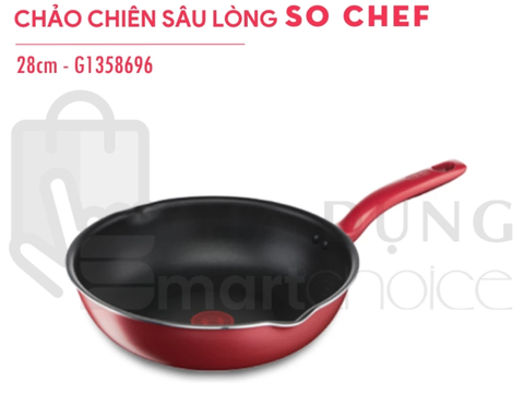 Chảo Sâu Lòng Tefal So Chef 28cm G1358696, Chống dính TITANIUM, Đáy Từ Tổ Ong