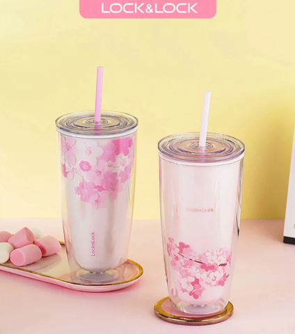 Ly Nhựa Hai Lớp LocknLock Double Wall Cold Cup Cherry Blossom 750ml - 2 Màu- HAP509