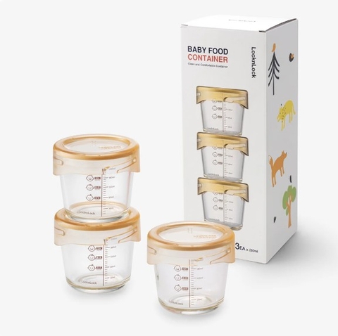 LLG542S3IVY-HỘP ĐỰNG THỨC ĂN CHO BÉ-280ML*3P-IVY-CN-8-BOS-Set (Nắp: màu Ngà-Tritan)
