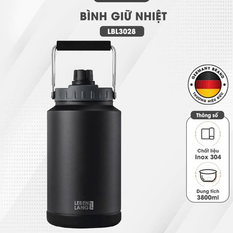 Bình giữ nhiệt LEBENLANG 3.8L Màu Đen - LBL3028