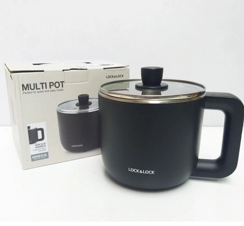 Nồi điện đa năng LocknLock 0.8L Kèm Khay Hấp Trứng, nồi lẩu mini, nấu mì EJP116BLK