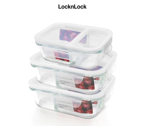 LLG1201 - 640ml & LLG1202 - 1040ml Hộp Chia 2 Ngăn Blanc LocknLock