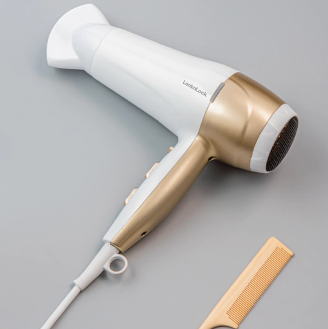 Máy Sấy Tóc LocknLock ENA136WHT 220-240V - 22000W, Hàng Chính Hãng, Sấy Nóng Mát, Đầu Dẹp Tạo Kiểu