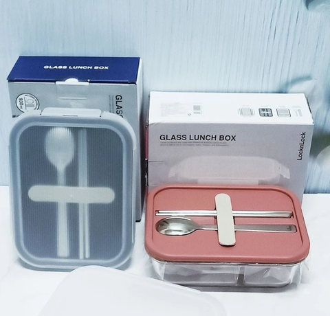 HỘP CƠM THUỶ TINH LOCKnLOCK DUNG TÍCH 930ML-kèm muỗng đũa - LLG991