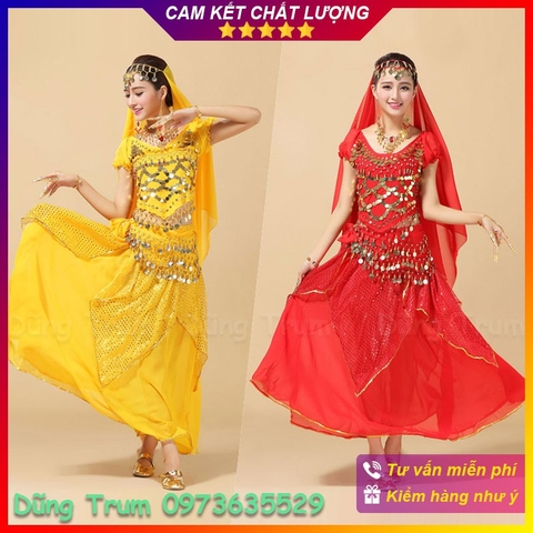 Bộ múa Ấn Độ người lớn mẫu Váy kết hợp Áo cộc