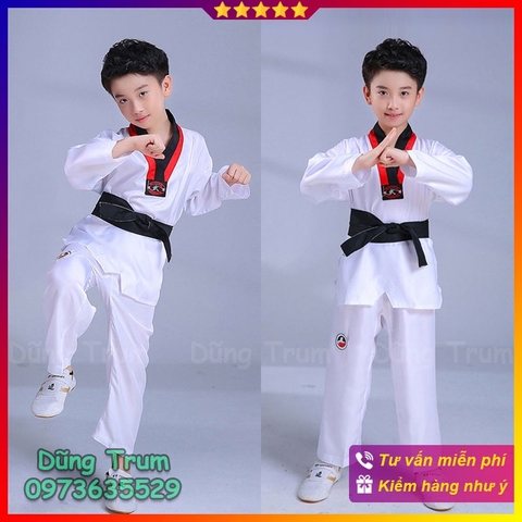 Trang phục võ thuật cho bé tập võ chất cotton co giãn thấm hút mồ hôi cực tốt