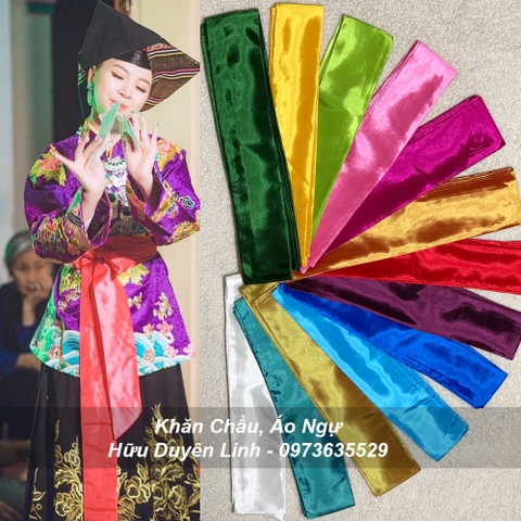 Đai lụa trơn hầu đồng cực đẹp cắt vạt chéo dài 3m5