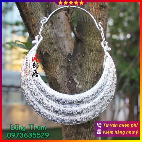 Kiềng cổ 3 tầng liền chất liệu hợp kim sáng đẹp, vòng cổ dân tộc biểu diễn DT001