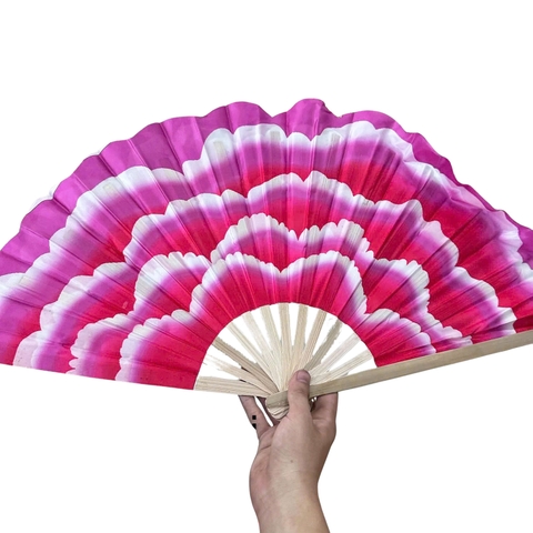 Quạt mẫu đơn in 3D nan tre vải lụa múa biểu diễn