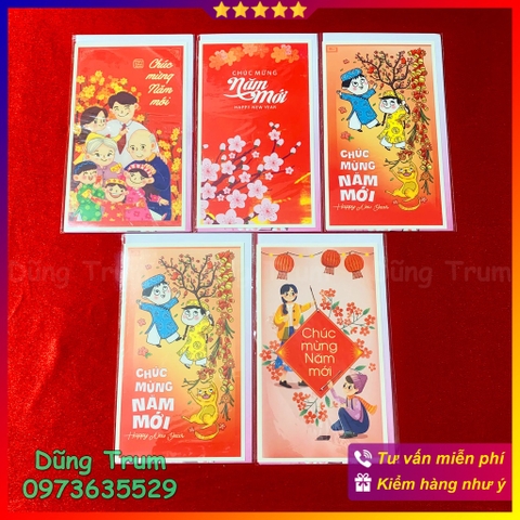 Thiệp lì xì Tết Combo 5 Thiệp Chúc Mừng Năm Mới hình ảnh cực ý nghĩa