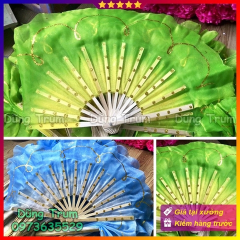 Quạt múa trẻ em vải von cát mềm mại phối 2 màu siêu đẹp