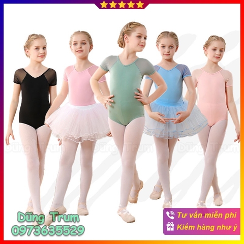 Váy bale múa tay cộc chất cotton co dãn 4 chiều và thấm hút mồ hôi cực tốt