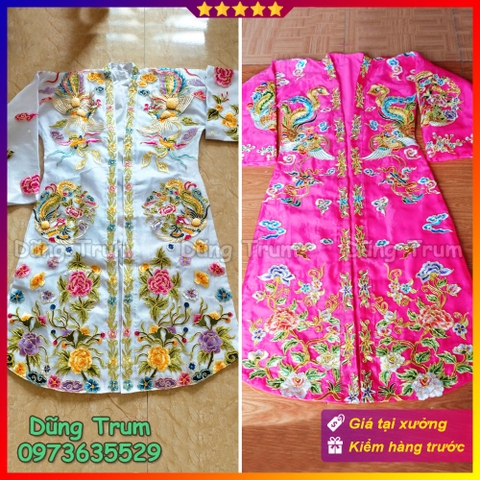 Trang phục hầu đồng Cô Chín Cô Bơ họa tiết thêu tay chỉ ngũ sắc cực đẹp