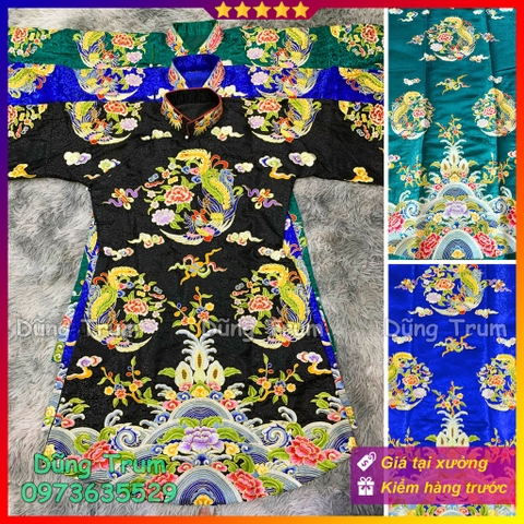 Áo Chầu hầu đồng các giá Chầu vải gấm thêu họa tiết chỉ ngũ sắc cực đẹp