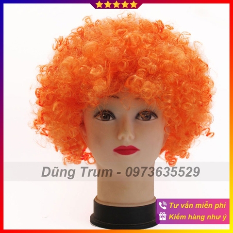 Tóc giả hóa trang hài hước màu cam, tóc hóa trang chú hề