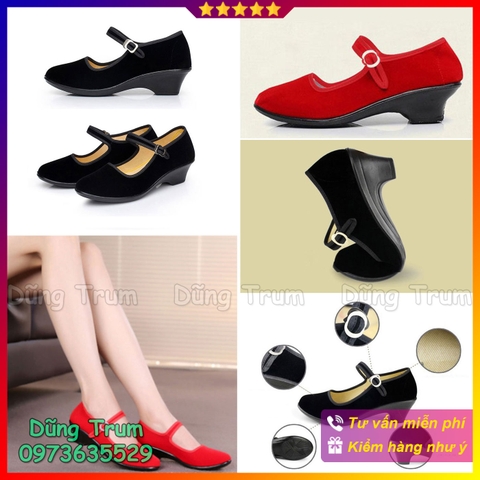 Giày nhung cao gót 4cm, giày nhảy khiêu vũ