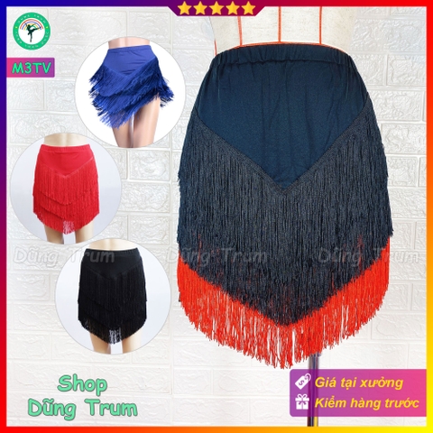 Chân váy khiêu vũ tua rua chéo nhọn (V) 3 tầng nhảy siêu đẹp