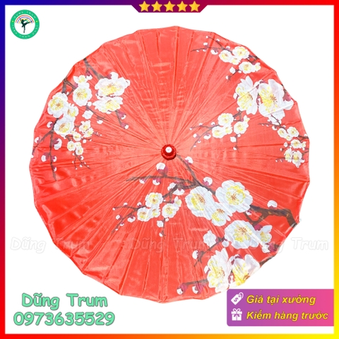 Ô trang trí Tết họa tiết hoa đào đỏ, ô múa cổ trang decor siêu đẹp