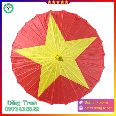 Ô múa Việt Nam Cờ Đỏ Sao Vàng biểu diễn trang trí chất liệu trụ gỗ chắc chắn