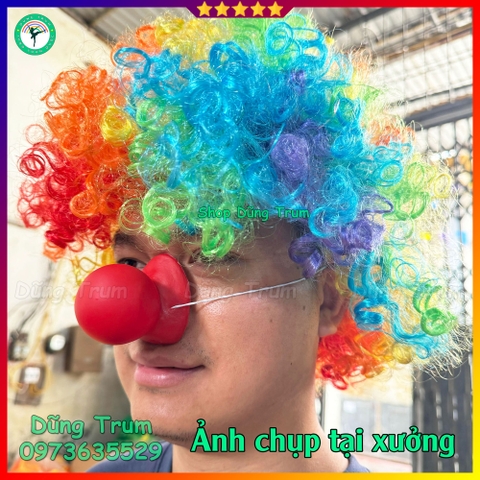 Tóc hóa trang chú hề 7 màu, tóc giả hài hước biểu diễn