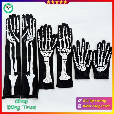 Găng tay xương hóa trang Halloween, đôi găng tay ma quỷ Halloween