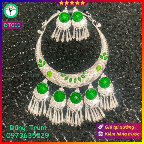 Kiềng cổ dân tộc kèm 2 bông tai, vòng cổ hầu đồng hầu Thánh DT011