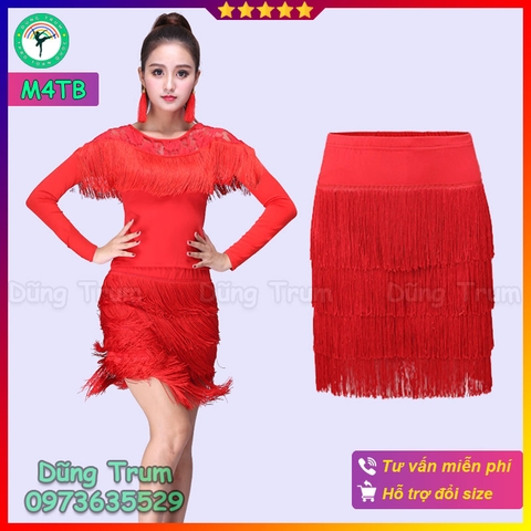 Chân Váy Khiêu Vũ Tua Rua 4 Tầng Bằng Nhảy Latin Siêu Đẹp