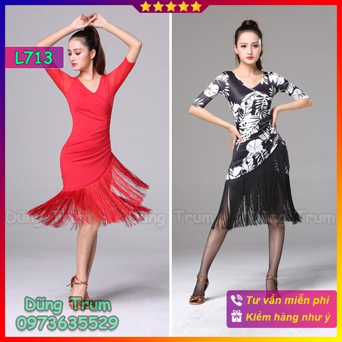 Váy Khiêu Vũ Tua Rua Dài Tay Phong Cách Trẻ Trung Siêu Đẹp L713