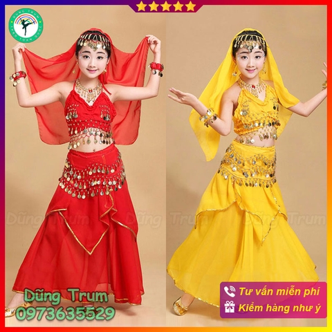Trang phục múa Ấn độ trẻ em (Váy - Áo hai dây)