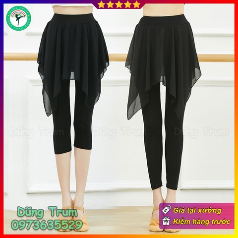 Quần múa bale nữ người lớn chất cotton xẻ tà ngắn cực đẹp