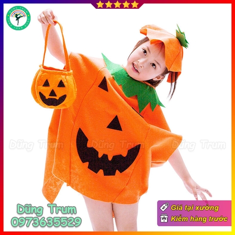 Bộ Bí Ngô hóa trang Halloween cho các bé, Áo Choàng Bí Ngô Halloween