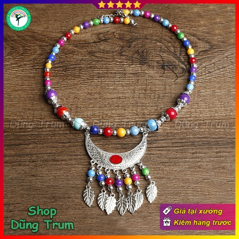 Vòng đầu dân tộc, vòng cổ bạc Miao lưỡi liềm phong cách dân tộc cho cả trẻ em và người lớn DT020