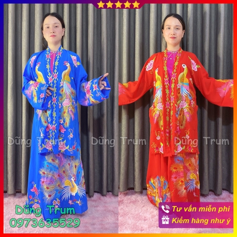 Trang phục hầu đồng giá Cô, giá Mẫu vải lụa mềm mịn họa tiết siêu đẹp