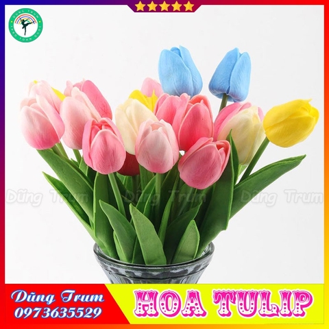 Hoa Tulip trang trí dài 34cm chất liệu cao su non thân thiện - Hoa Tuylip decor nhà cửa, văn phòng