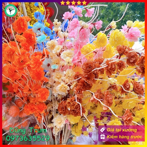 Hoa Đào Râu trang trí dài 105cm vải lụa thân lõi sắt bọc nhựa dễ dàng uốn nắn decor nhà cửa