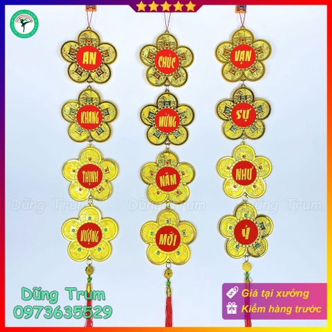 Dây liễng hoa vàng trang trí Tết chữ Chúc Mừng Năm Mới - An Khang Thịnh Vượng - Vạn Sự Như Ý