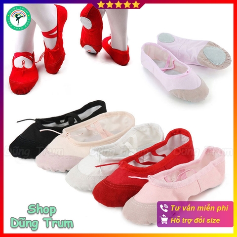 Giày múa bale trẻ em bọc mũi da lộn (Size 23 -> 33)