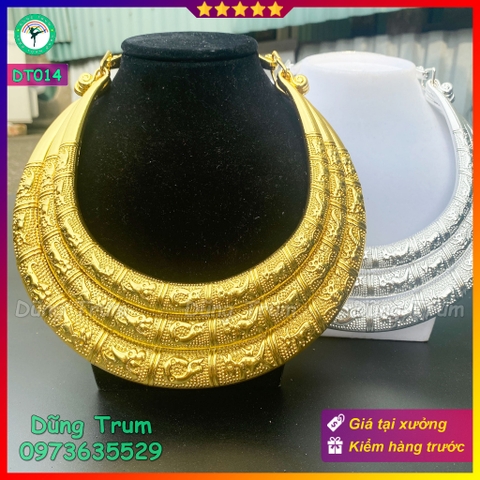 Kiềng 3 tầng hầu đồng, vòng cổ dân tộc 3 tầng sáng đẹp DT014