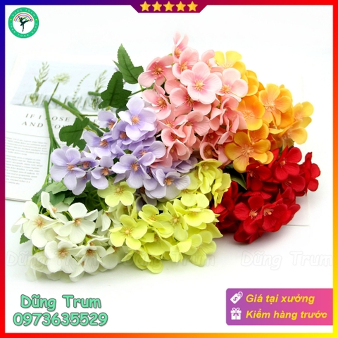 Hoa lụa giả, hoa đỗ quyên 35 bông vải lụa lõi thép, chùm hoa vẫy khai giảng decor trang trí