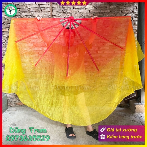 Quạt múa đại tua rộng cỡ lớn nan 80cm tua 60cm vải von kính mềm mại siêu đẹp