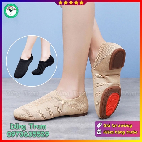 Giày Khiêu Vũ Không Dây Đế 2 Điểm Vải Dệt Thoáng Khí KV31