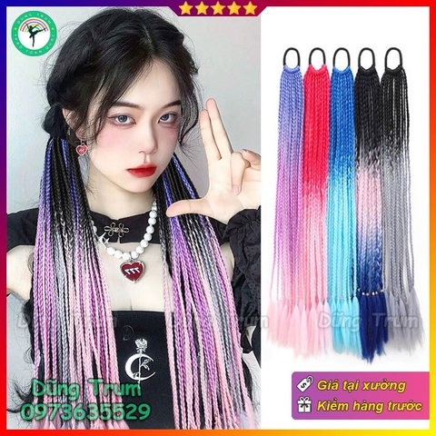 Tóc Giả Thắt Bính Highlight Phong Cách, Tóc Giả Tết Bím Đủ Các Màu Cho Nữ